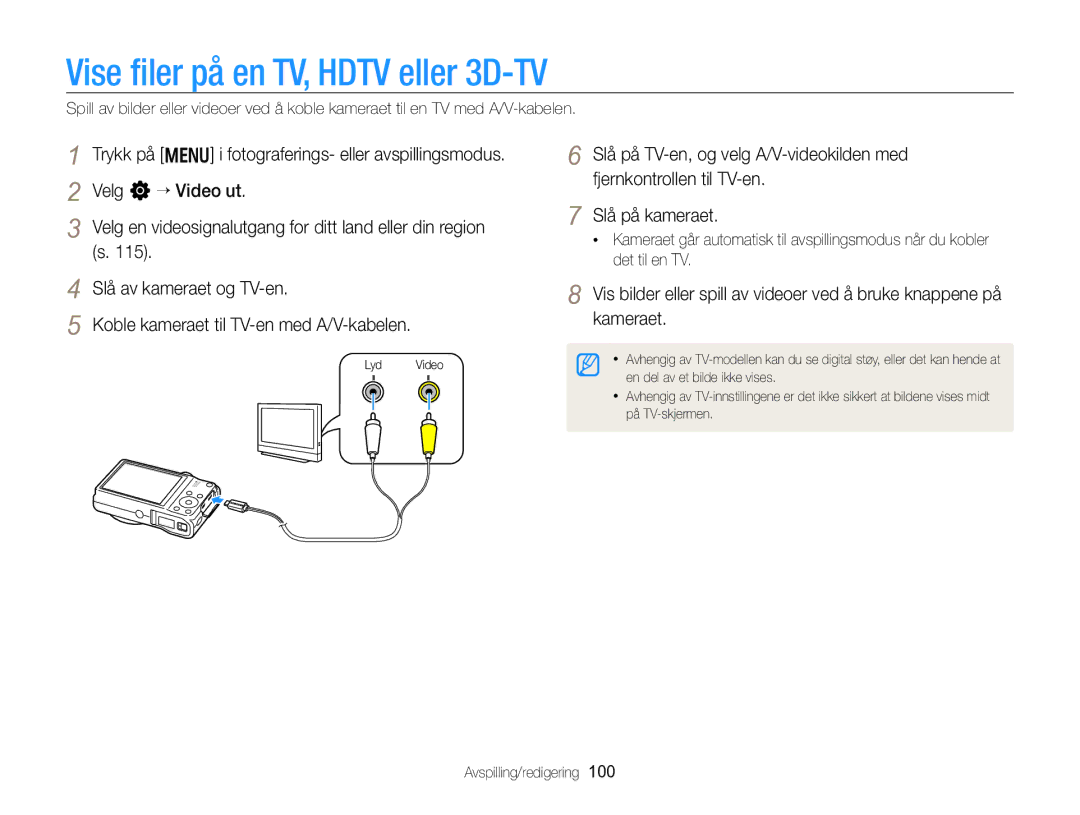 Samsung EC-WB750ZBPBE2 manual Vise ﬁler på en TV, Hdtv eller 3D-TV 