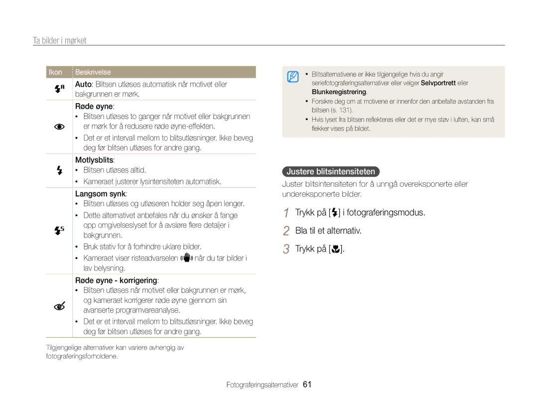 Samsung EC-WB750ZBPBE2 Ta bilder i mørket, Justere blitsintensiteten, Bakgrunnen er mørk, Avanserte programvareanalyse 