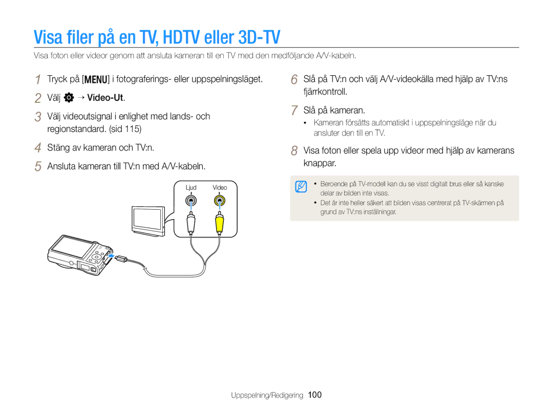 Samsung EC-WB750ZBPBE2 manual Visa ﬁler på en TV, Hdtv eller 3D-TV 