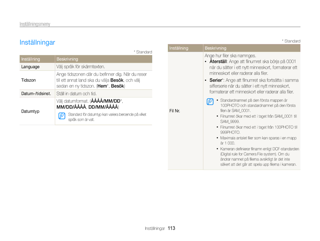 Samsung EC-WB750ZBPBE2 manual Inställningar 