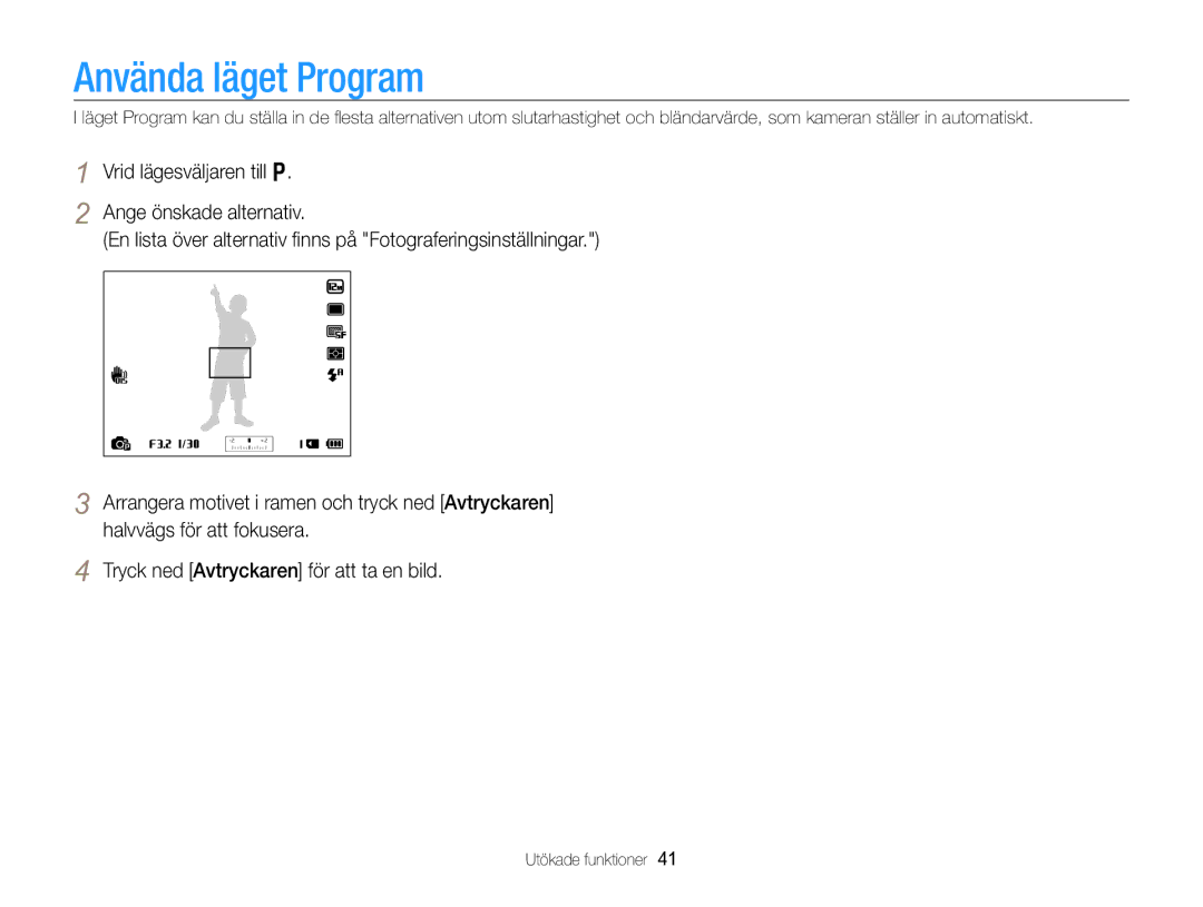 Samsung EC-WB750ZBPBE2 manual Använda läget Program 