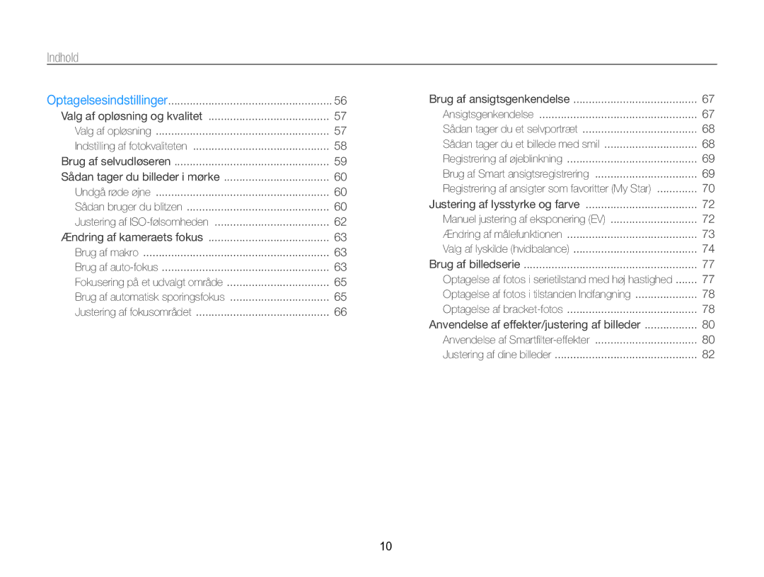 Samsung EC-WB750ZBPBE2 manual Indhold 