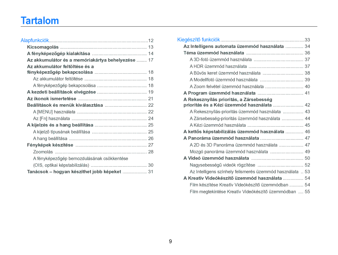 Samsung EC-WB750ZBPBE3, EC-WB750ZBPBE2 manual Tartalom, Az akkumulátor feltöltése és a 