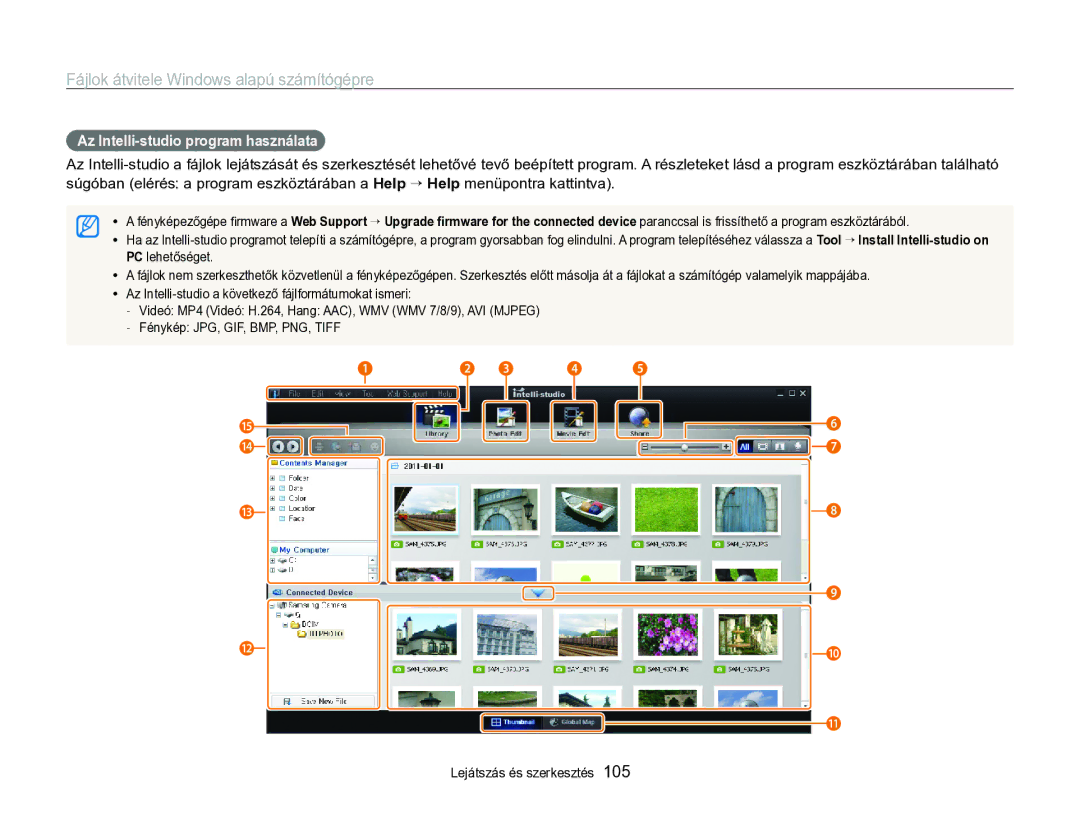 Samsung EC-WB750ZBPBE3, EC-WB750ZBPBE2 manual Az Intelli-studio program használata 