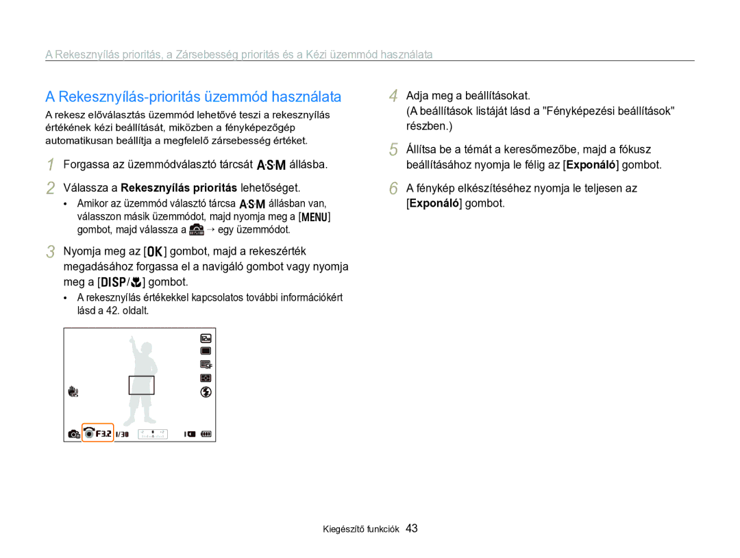 Samsung EC-WB750ZBPBE3, EC-WB750ZBPBE2 manual Rekesznyílás-prioritás üzemmód használata 