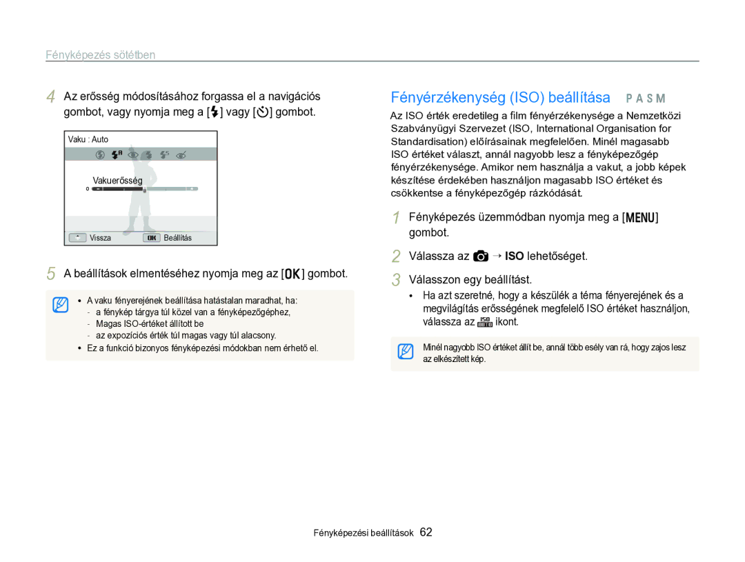 Samsung EC-WB750ZBPBE2, EC-WB750ZBPBE3 manual Fényérzékenység ISO beállítása p a h M 