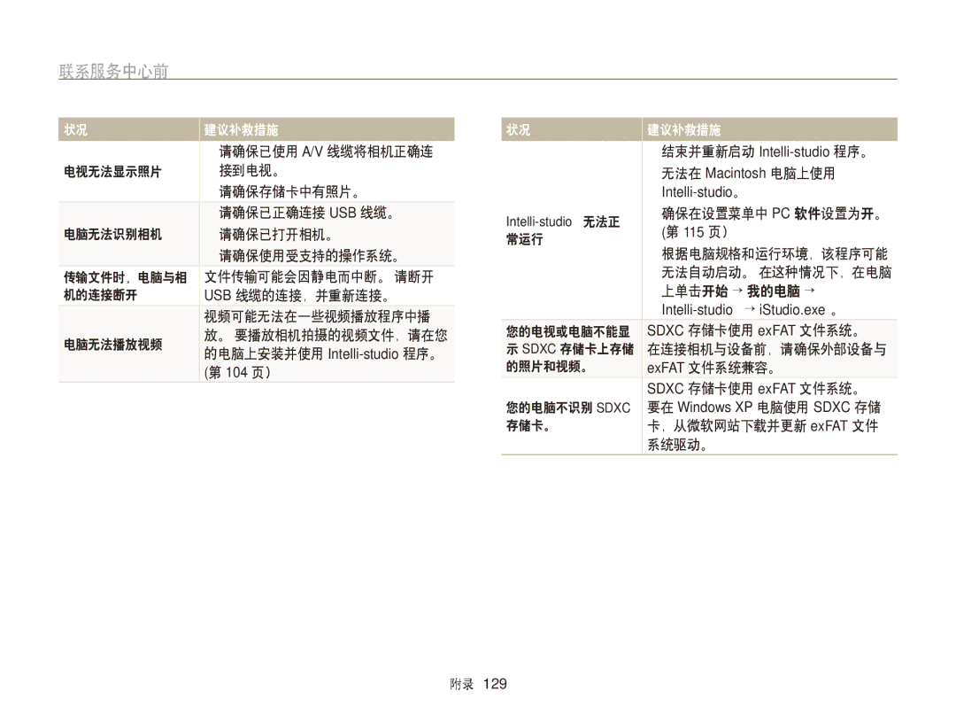 Samsung EC-WB750ZBPBE3, EC-WB750ZBPBE2 manual 请确保已使用 A/V 线缆将相机正确连, 常运行, 上单击开始 → 我的电脑 →, 存储卡。 ，从微软网站下载并更新 exFAT 文件 系统驱动。 