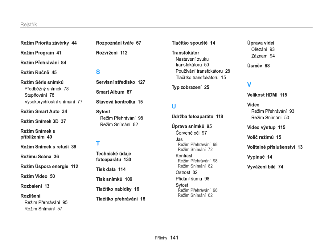 Samsung EC-WB750ZBPBE3 manual Červené oči 97 Jas, Ostrost Přidání šumu Sytost, Ořezání Záznam 