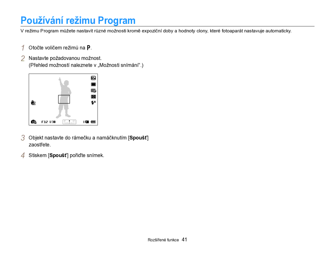 Samsung EC-WB750ZBPBE3 manual Používání režimu Program 