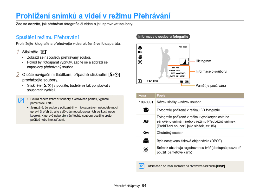 Samsung EC-WB750ZBPBE3 manual Prohlížení snímků a videí v režimu Přehrávání, Stiskněte P 