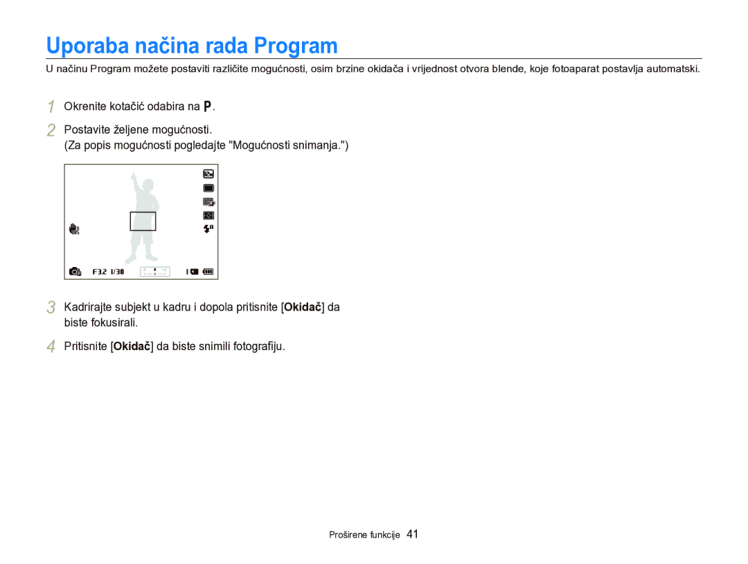 Samsung EC-WB750ZBPBE3 manual Uporaba načina rada Program 