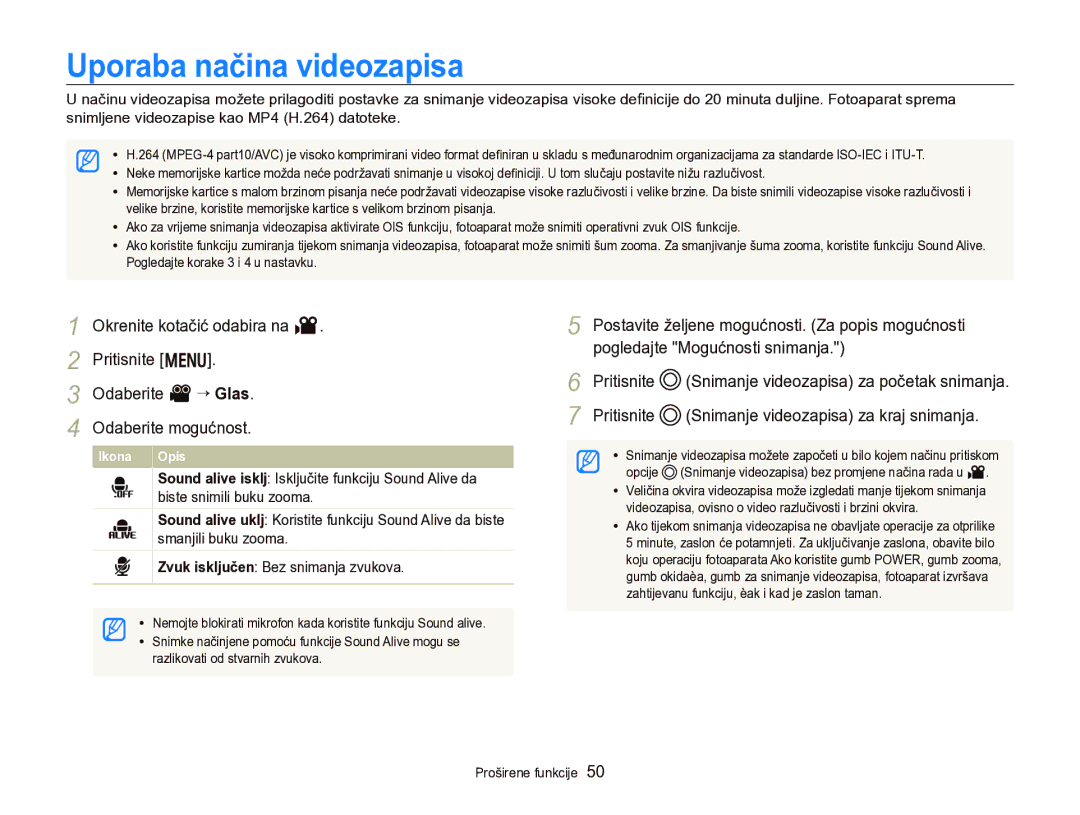 Samsung EC-WB750ZBPBE3 manual Uporaba načina videozapisa, Pritisnite 