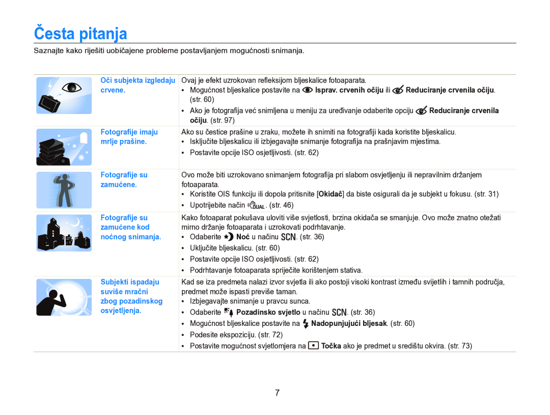 Samsung EC-WB750ZBPBE3 manual Česta pitanja, Reduciranje crvenila očiju 