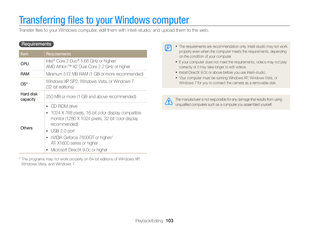 Samsung EC-WB750ZBPBUS user manual Transferring ﬁles to your Windows computer, Requirements 