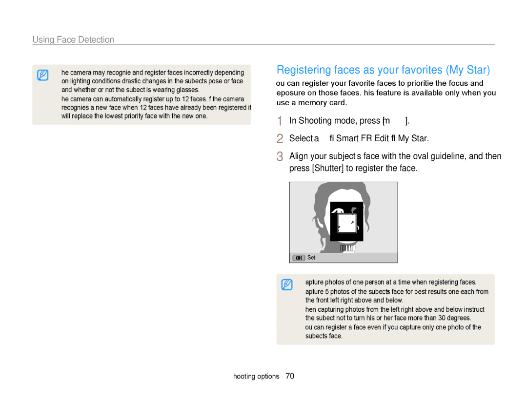 Samsung EC-WB750ZBPBUS user manual Registering faces as your favorites My Star 