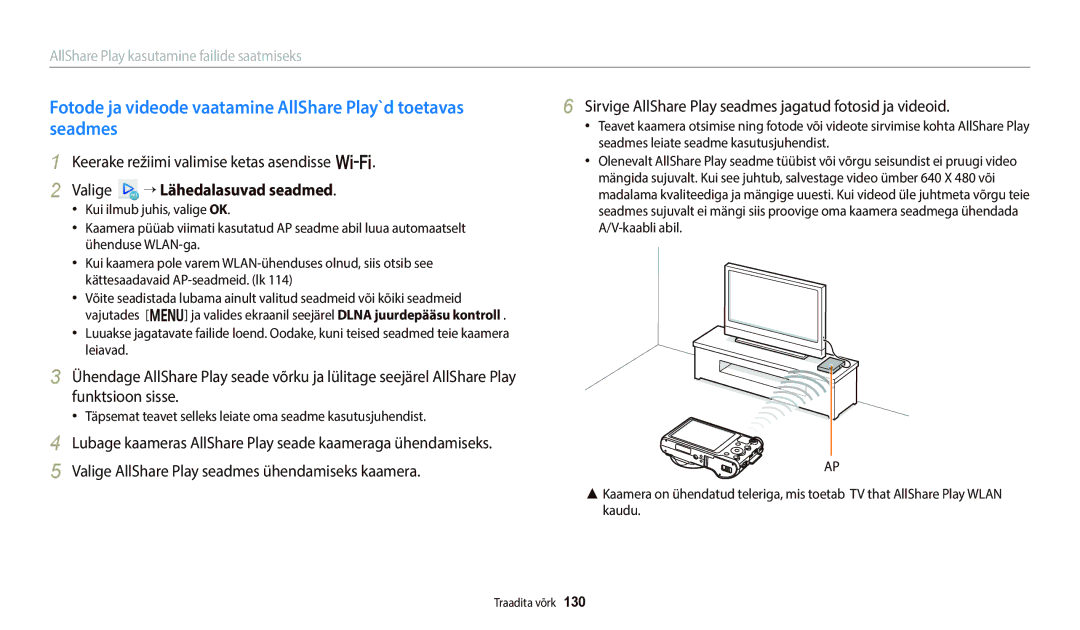 Samsung EC-WB700ZBPBE2 manual Valige “ Lähedalasuvad seadmed, Täpsemat teavet selleks leiate oma seadme kasutusjuhendist 