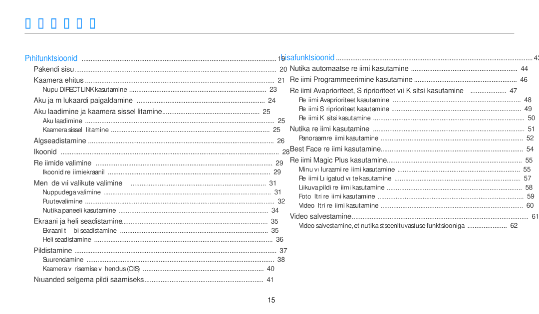 Samsung EC-WB700ZBPBE2, EC-WB800FBPWE2, EC-WB800FBPBE2, EC-WB800FFPWE2 manual Sisukord, Minu võluraami režiimi kasutamine 