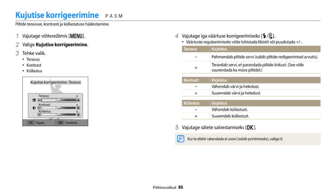 Samsung EC-WB800FBPBE2, EC-WB800FBPWE2, EC-WB700ZBPBE2 manual Kujutise korrigeerimine p a h M, Valige Kujutise korrigeerimine 