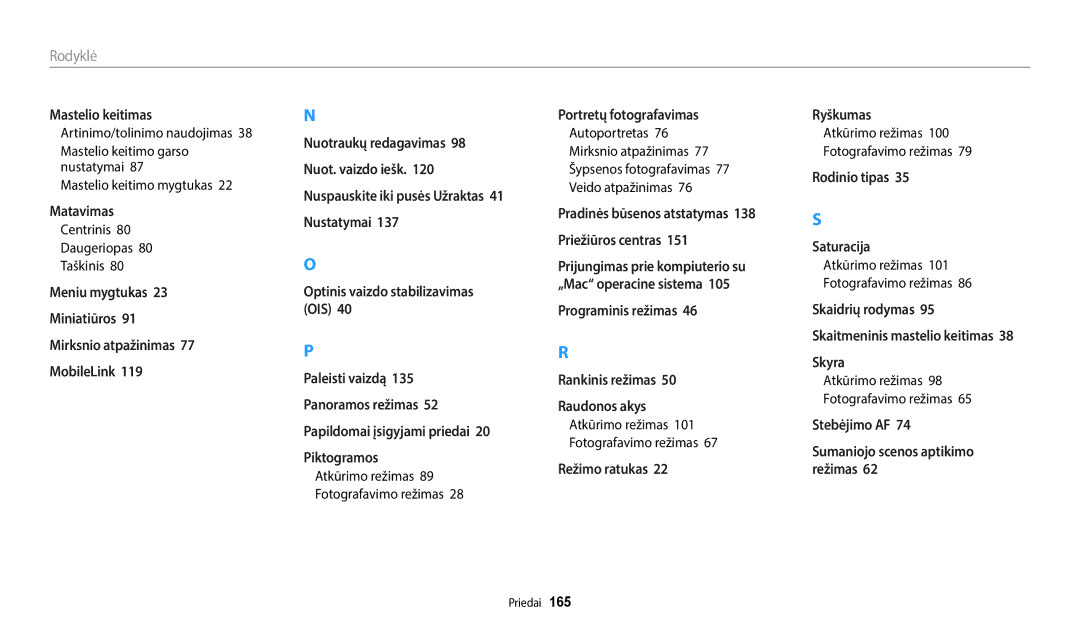 Samsung EC-WB700ZBPBE2, EC-WB800FBPWE2 manual Centrinis Daugeriopas Taškinis, Atkūrimo režimas Fotografavimo režimas 