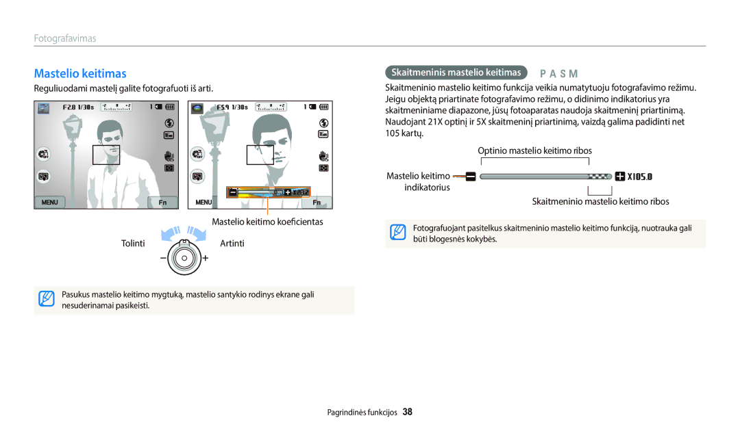 Samsung EC-WB800FFPBE2 Mastelio keitimas, Skaitmeninis mastelio keitimas p a h M, Skaitmeninio mastelio keitimo ribos 