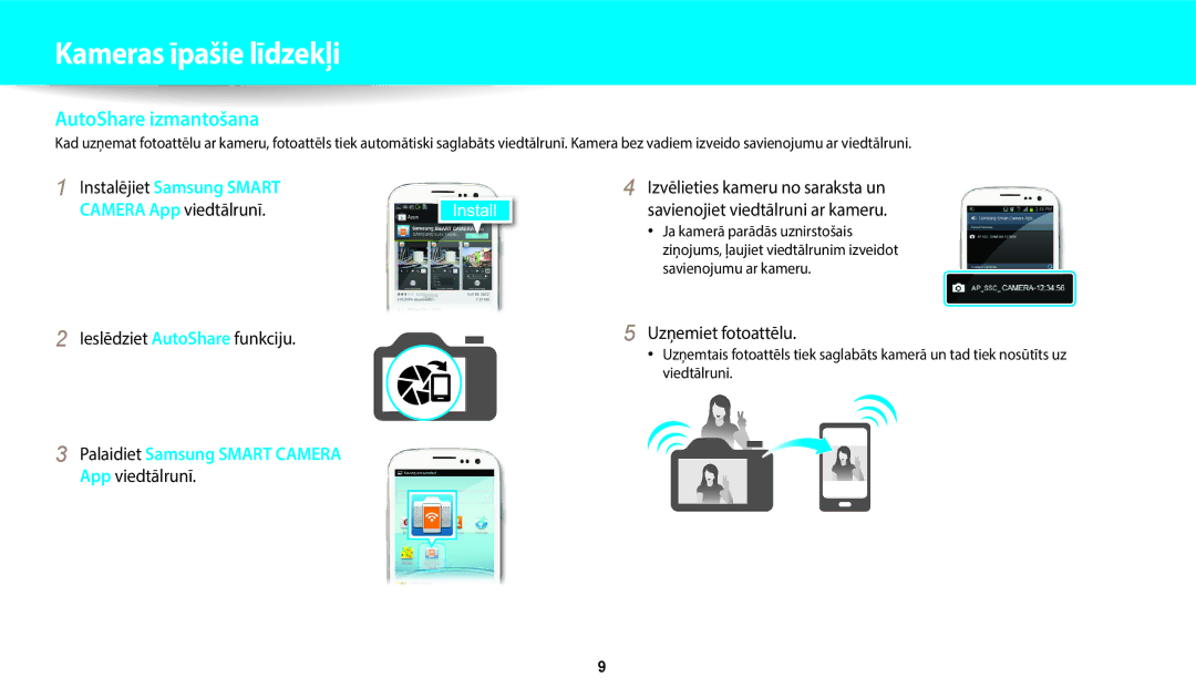 Samsung EC-WB800FBPWE2, EC-WB700ZBPBE2, EC-WB800FBPBE2 Ieslēdziet AutoShare funkciju, App viedtālrunī, Uzņemiet fotoattēlu 