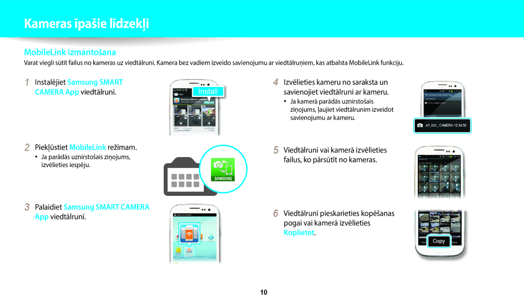 Samsung EC-WB700ZBPBE2 manual Piekļūstiet MobileLink režīmam, Ja parādās uznirstošais ziņojums, izvēlieties iespēju 