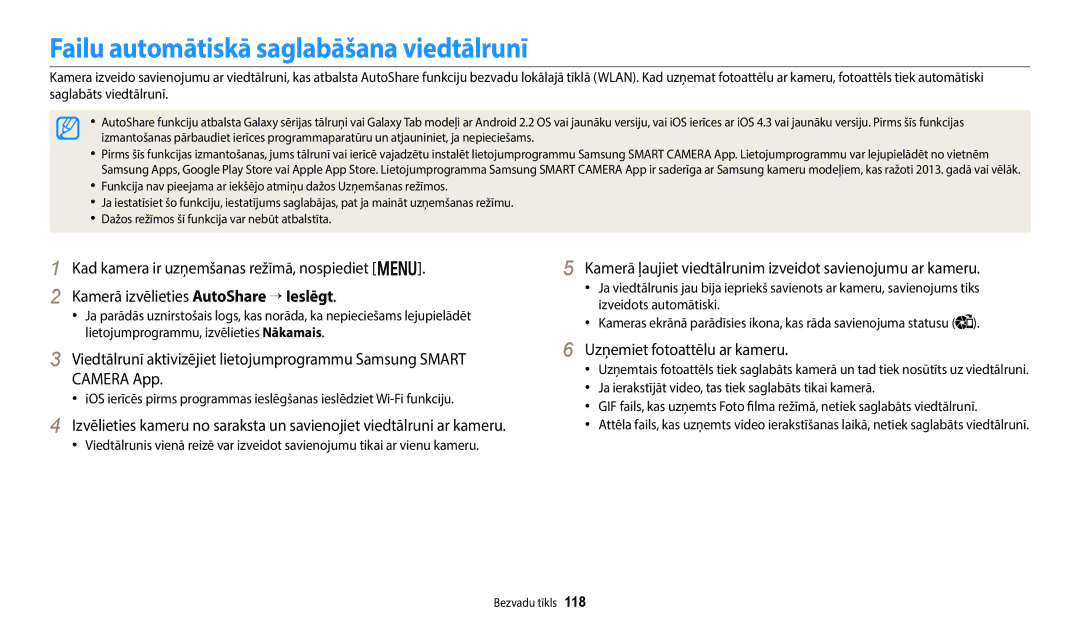 Samsung EC-WB800FFPBE2, EC-WB800FBPWE2 manual Failu automātiskā saglabāšana viedtālrunī, Uzņemiet fotoattēlu ar kameru 