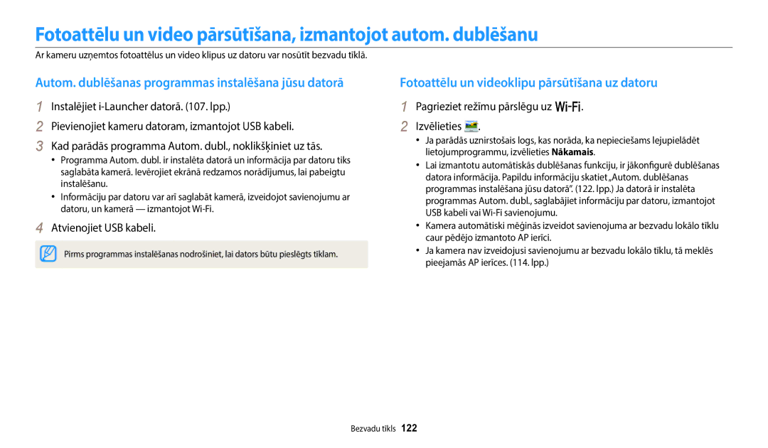 Samsung EC-WB800FFPWE2 Autom. dublēšanas programmas instalēšana jūsu datorā, Pagrieziet režīmu pārslēgu uz w Izvēlieties 