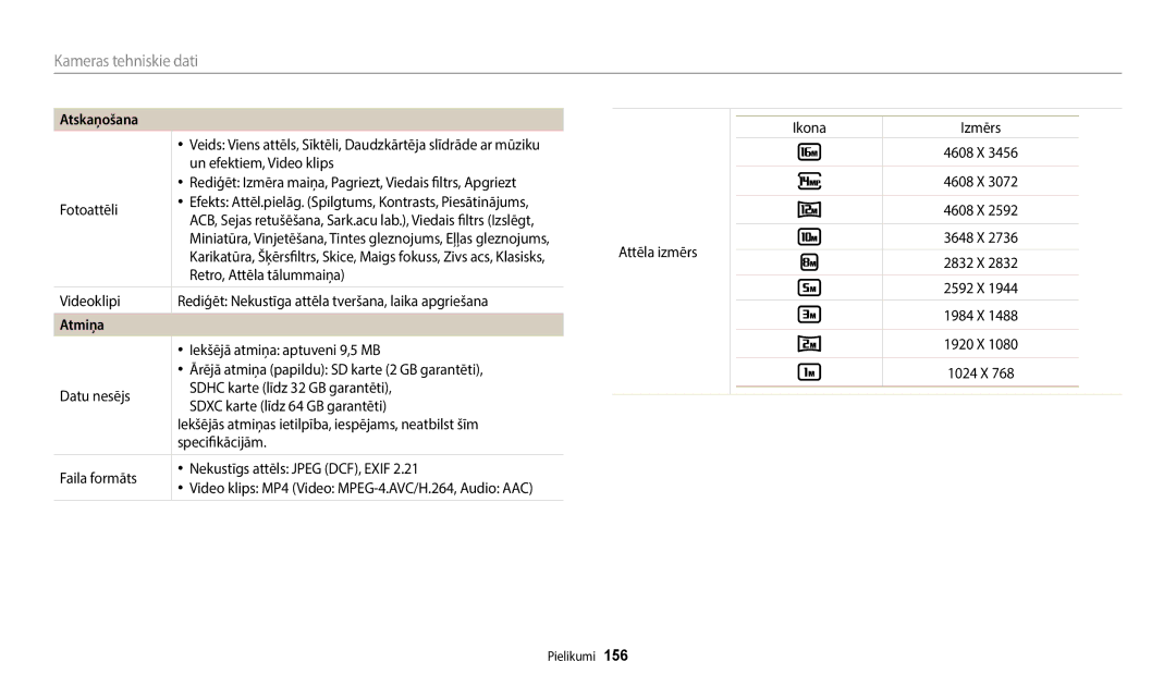 Samsung EC-WB800FBPBE2, EC-WB800FBPWE2 Un efektiem, Video klips, Ikona, 4608 X 3648 X 2832 X 2592 X 1984 X 1920 X 1024 X 