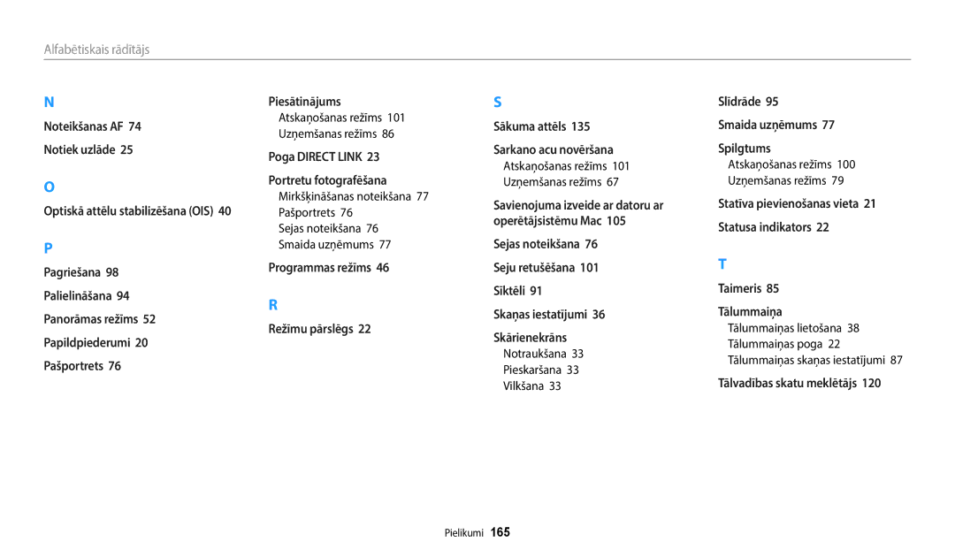 Samsung EC-WB700ZBPBE2, EC-WB800FBPWE2, EC-WB800FBPBE2, EC-WB800FFPWE2, EC-WB800FFPBE2 manual Notraukšana Pieskaršana Vilkšana 