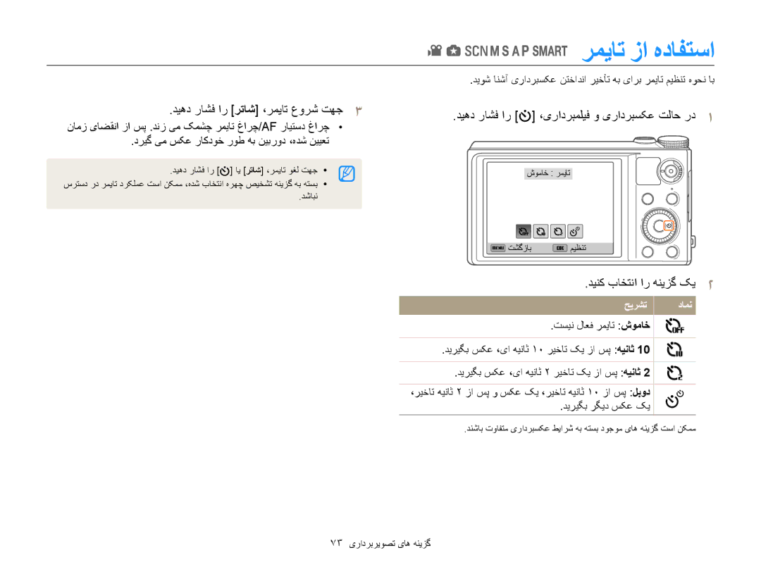 Samsung EC-WB850FDPBME رمیات زا هدافتسا, دیهد راشف ار رتاش ،رمیات عورش تهج3, دیهد راشف ار ،یرادربملیف و یرادربسکع تلاح رد1 