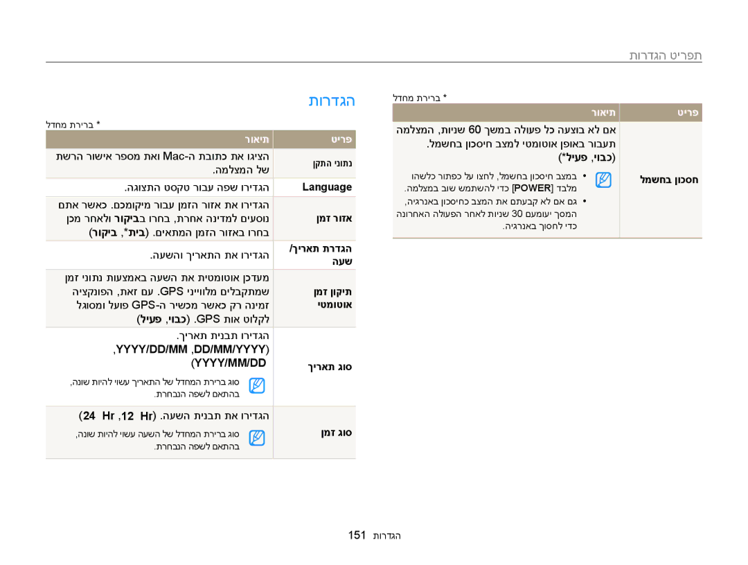 Samsung EC-WB850FBPBAE, EC-WB850FBPBIL manual תורדגה 