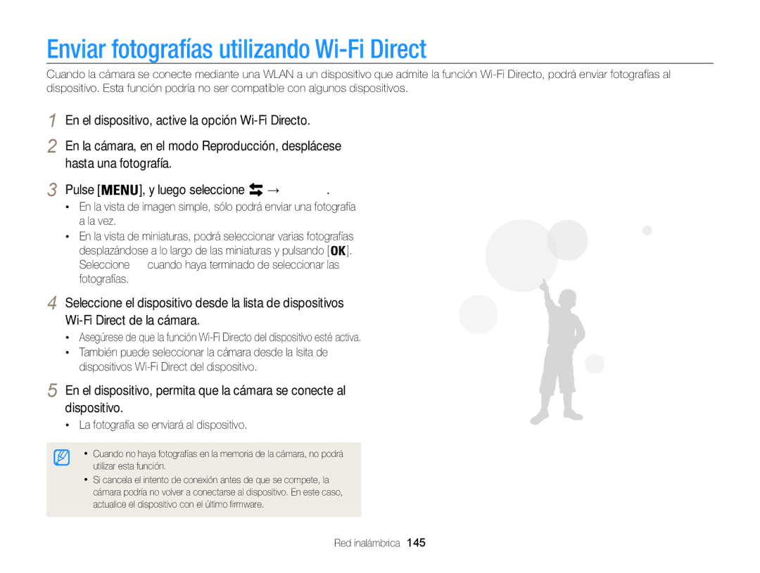 Samsung EC-WB850FBPBIL, EC-WB850FBPBE1 Enviar fotografías utilizando Wi-Fi Direct, La fotografía se enviará al dispositivo 