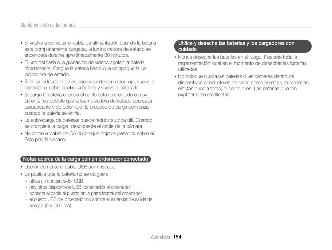 Samsung EC-WB850FBPBAE, EC-WB850FBPBE1, EC-WB850FBPBIL, EC-WB850FBPBTW Notas acerca de la carga con un ordenador conectado  