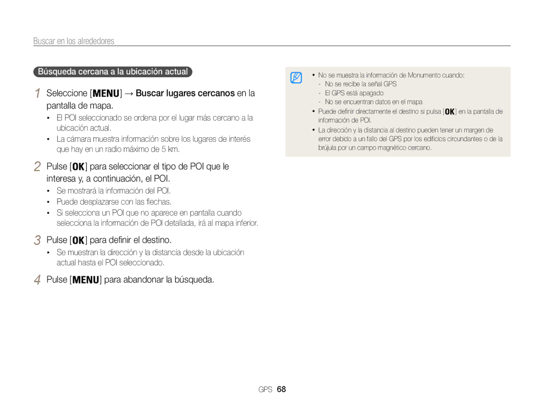 Samsung EC-WB850FBPBAE, EC-WB850FBPBE1, EC-WB850FBPBIL, EC-WB850FBPBTW manual Búsqueda cercana a la ubicación actual 