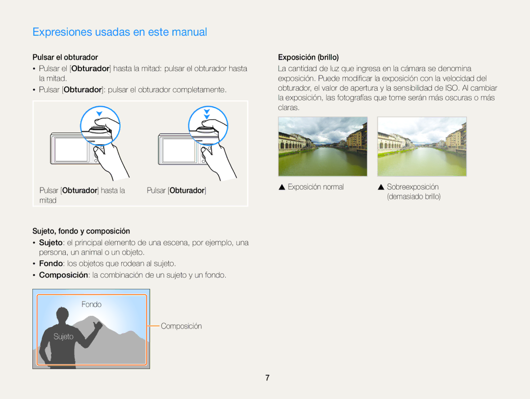 Samsung EC-WB850FBPBE1, EC-WB850FBPBAE, EC-WB850FBPBIL, EC-WB850FBPBTW Expresiones usadas en este manual, Sujeto 