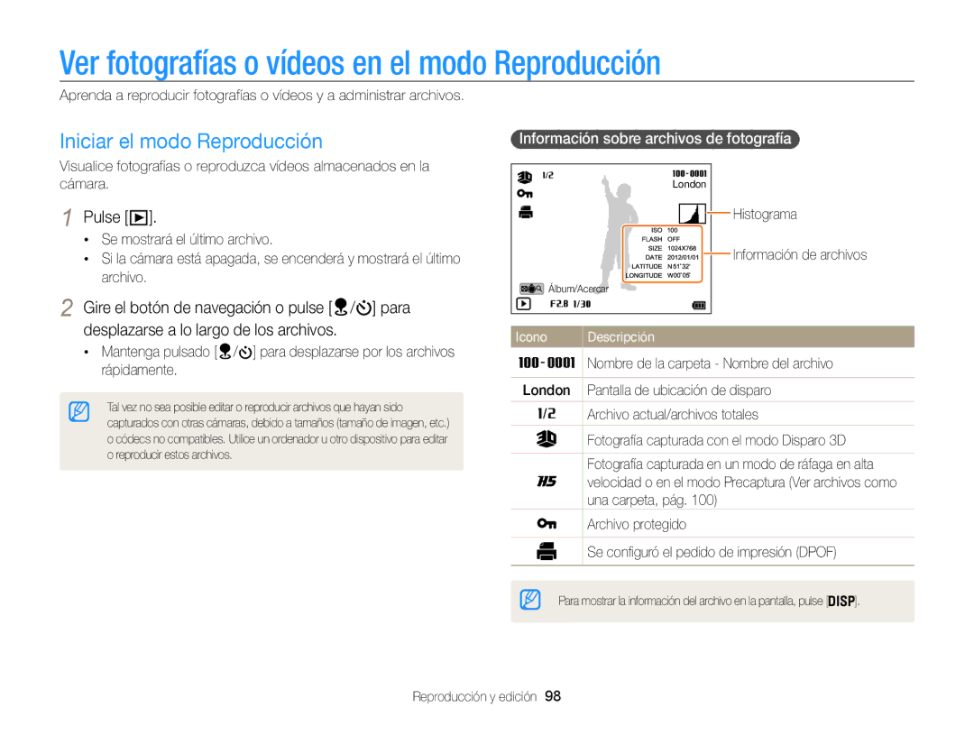 Samsung EC-WB850FBPBTW, EC-WB850FBPBE1 manual Ver fotografías o vídeos en el modo Reproducción, Iniciar el modo Reproducción 