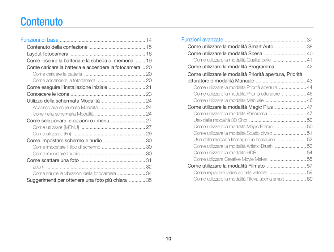 Samsung EC-WB850FDDBME, EC-WB850FBPBE1 manual Contenuto, Come inserire la batteria e la scheda di memoria 