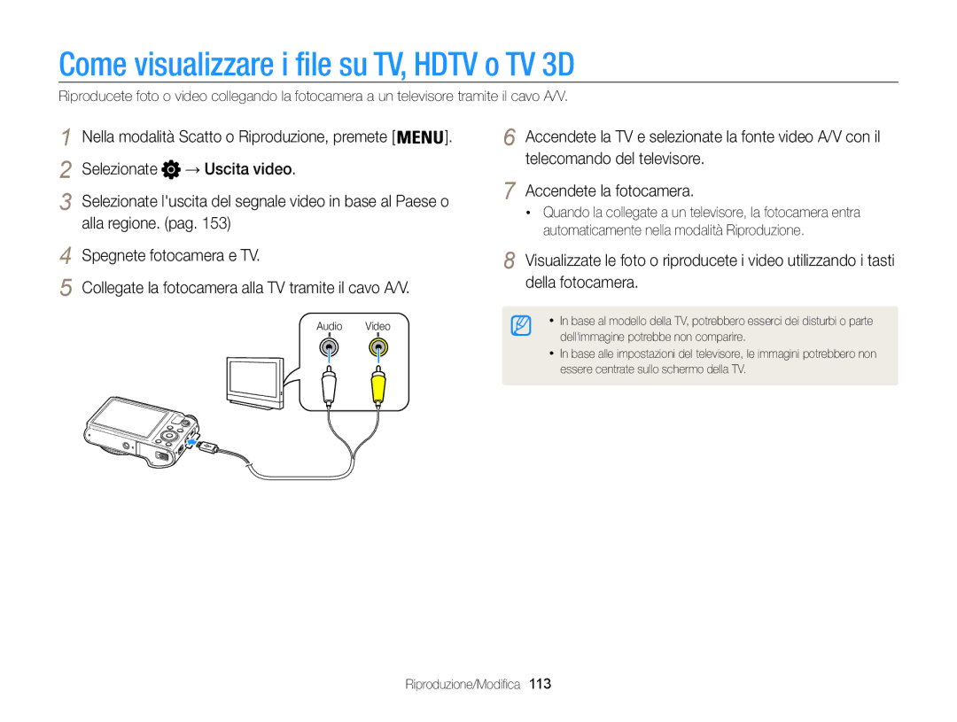 Samsung EC-WB850FBPBE1, EC-WB850FDDBME manual Come visualizzare i file su TV, Hdtv o TV 3D 