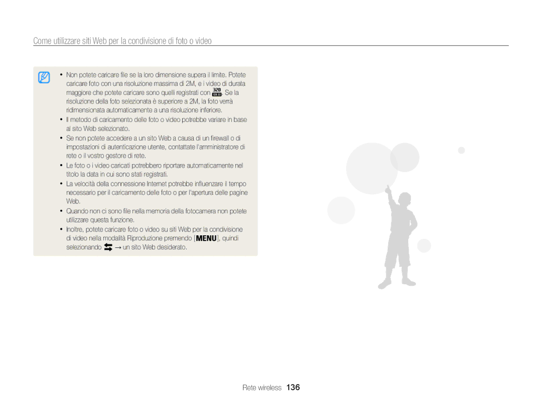 Samsung EC-WB850FDDBME, EC-WB850FBPBE1 manual Come utilizzare siti Web per la condivisione di foto o video 