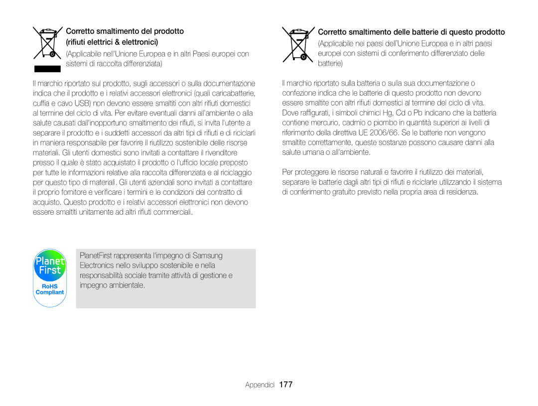 Samsung EC-WB850FBPBE1, EC-WB850FDDBME manual Appendici 