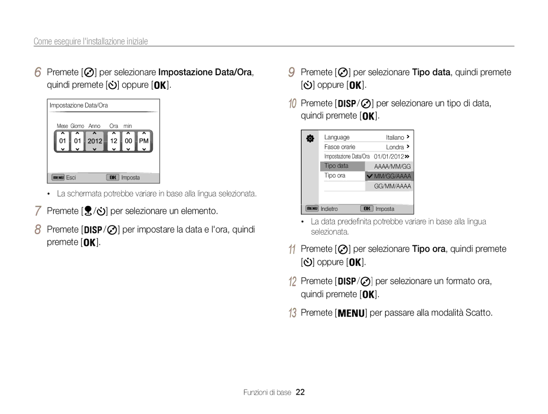 Samsung EC-WB850FDDBME, EC-WB850FBPBE1 manual Come eseguire linstallazione iniziale 