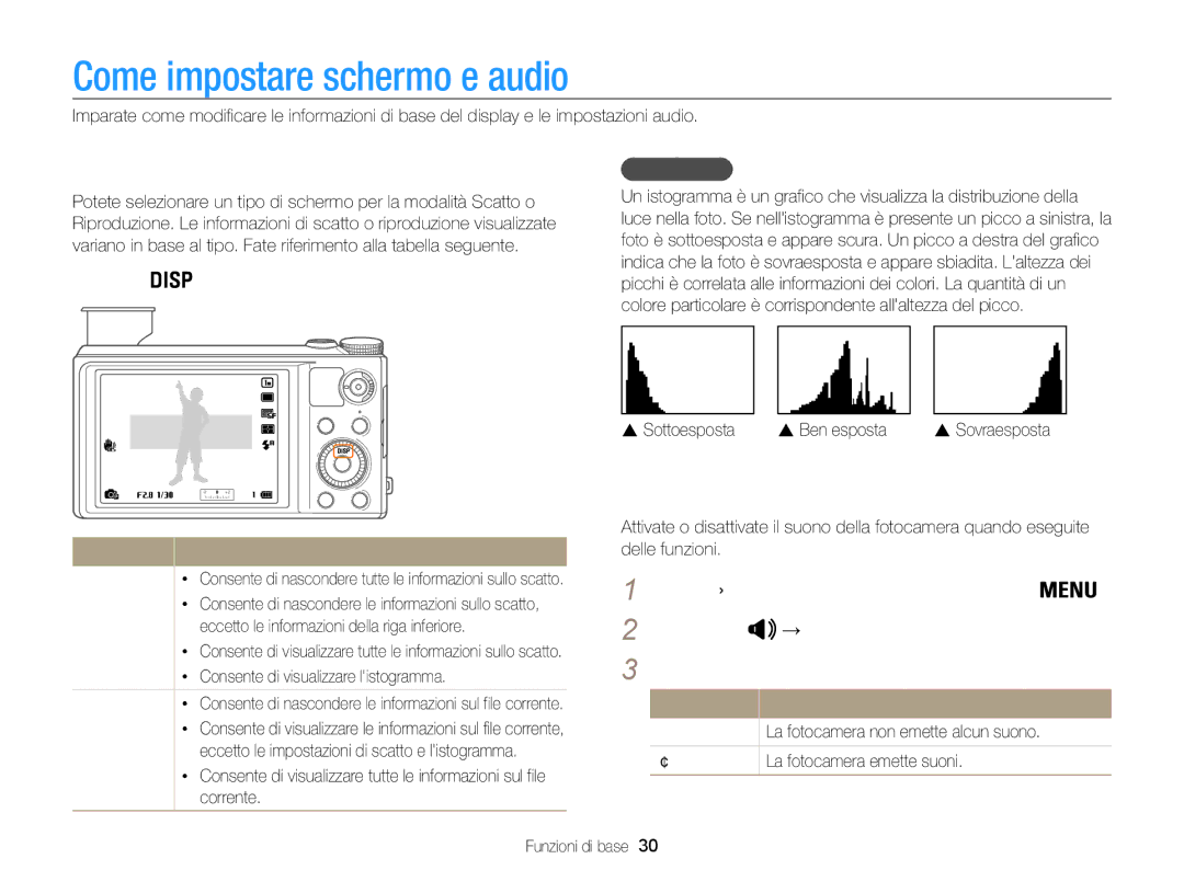 Samsung EC-WB850FDDBME manual Come impostare schermo e audio, Come impostare il tipo di schermo, Come impostare laudio 