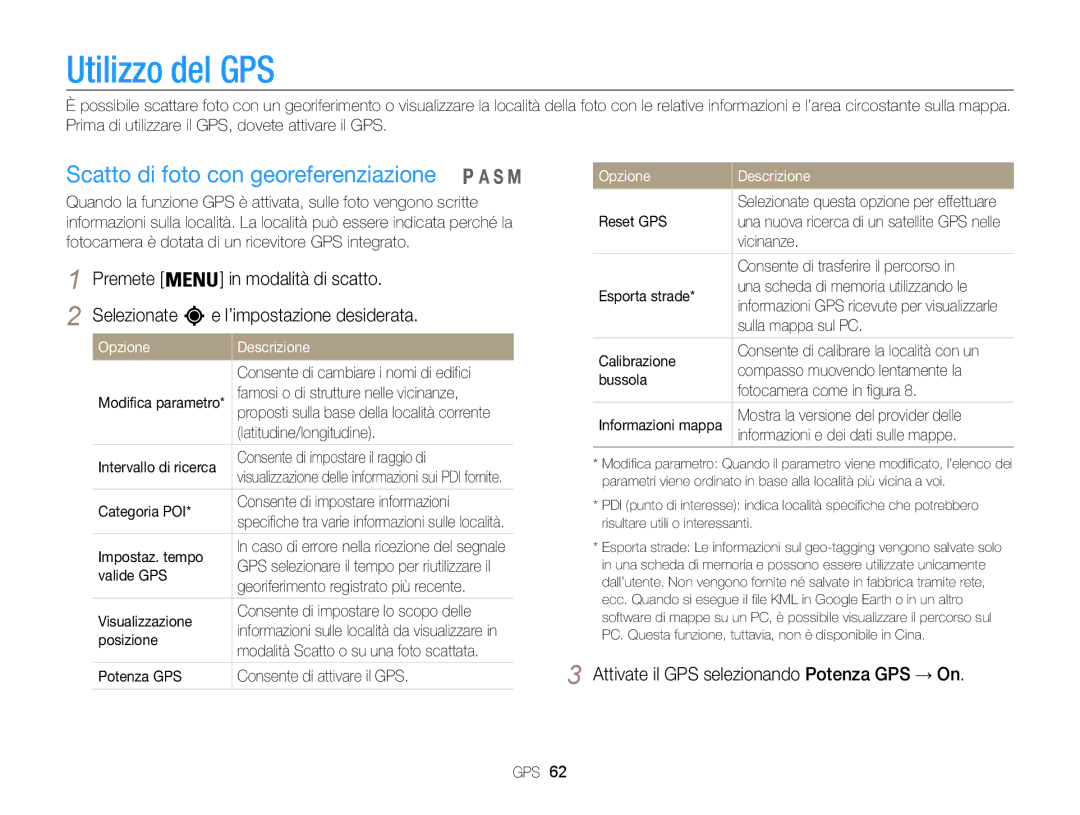 Samsung EC-WB850FDDBME, EC-WB850FBPBE1 manual Utilizzo del GPS, Scatto di foto con georeferenziazione 