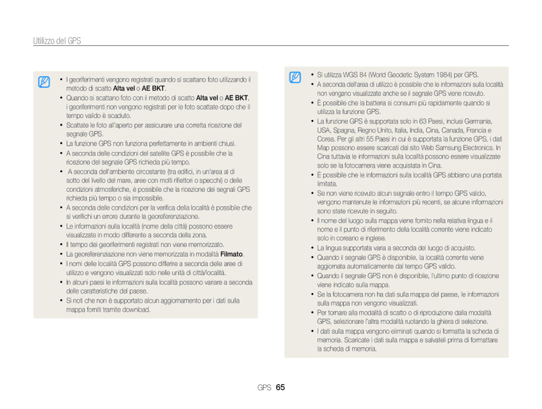 Samsung EC-WB850FBPBE1, EC-WB850FDDBME manual Utilizzo del GPS 