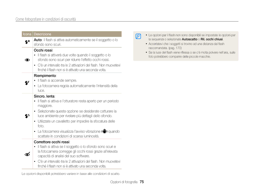 Samsung EC-WB850FBPBE1, EC-WB850FDDBME manual Come fotografare in condizioni di oscurità 