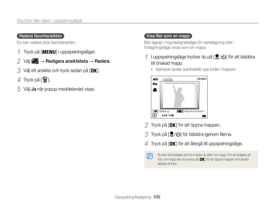 Samsung EC-WB850FBPBE2 manual Välj ett ansikte och tryck sedan på, Tryck på Välj Ja när popup-meddelandet visas 