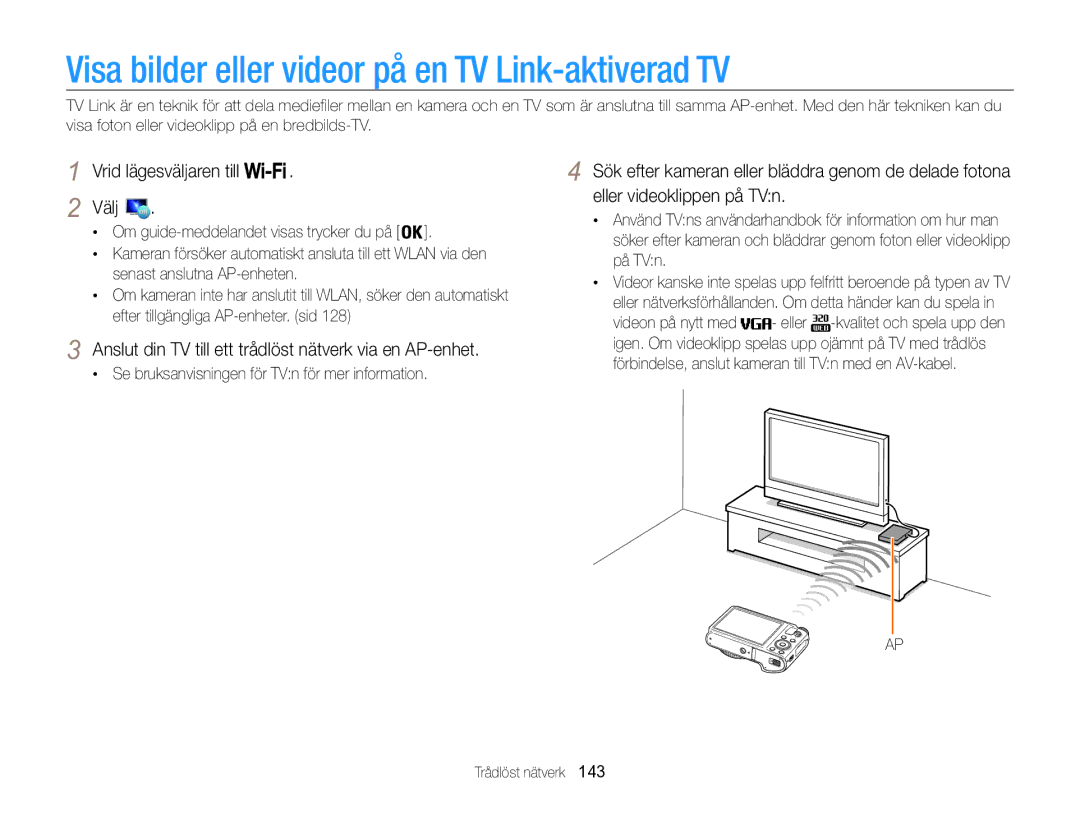 Samsung EC-WB850FBPBE2 manual Visa bilder eller videor på en TV Link-aktiverad TV 