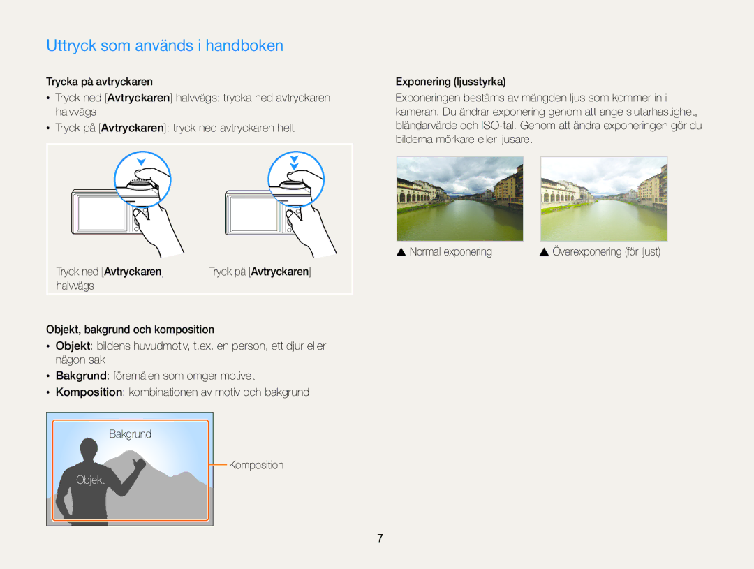 Samsung EC-WB850FBPBE2 manual Uttryck som används i handboken, Objekt,  Normal exponering 