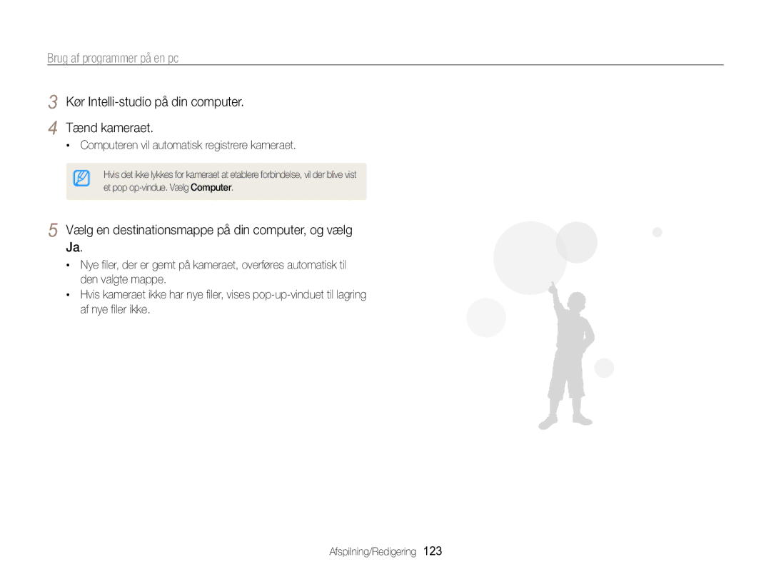 Samsung EC-WB850FBPBE2 manual Kør Intelli-studio på din computer Tænd kameraet 